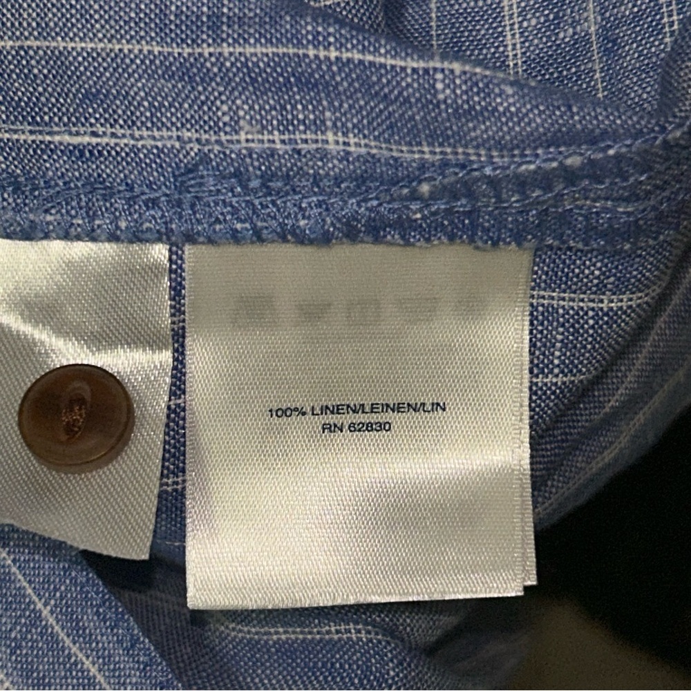 Lands' End Casual Blue linen Pinstripe Shirt/tunic - Picture 4 of 4